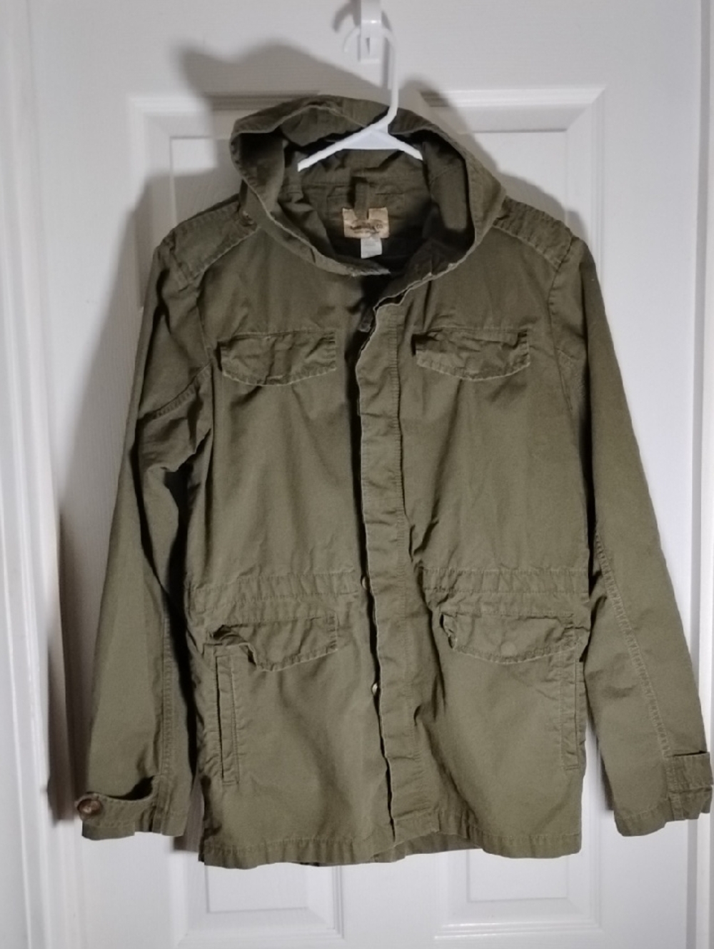 Women's Cotton Olive Hooded Field Jacket Vtg Sears